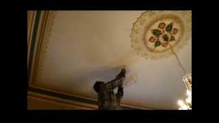 Plastering ReSecuring a Victorian Ceiling Rose [upl. by Onateyac411]