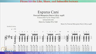 Espana Cani  For Classical Guitar with TABs [upl. by Sclater432]