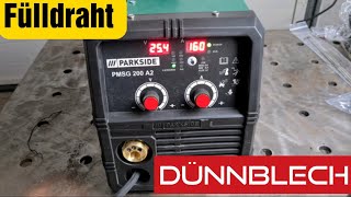 Test Fülldraht Dünnblech Schweißen mit dem Parkside PMSG200A2 [upl. by Gatias]