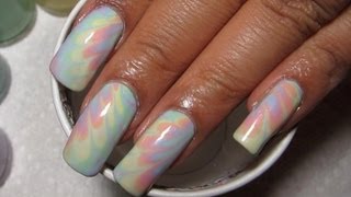 EasterSpring Pastel Rainbow Water Marble Nail Art Tutorial Nail Art April 1 [upl. by Plumbo]