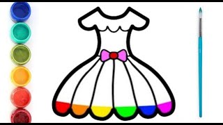 How to draw a princess dress  learn how to draw for kids and toddlers  best colour learning [upl. by Mitinger788]