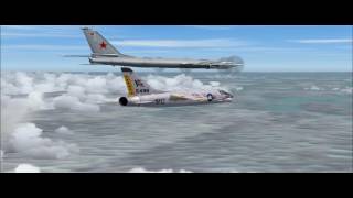 FS2004  US Navy F8 Crusader Intercepts Soviet Tu95 Bear [upl. by Samuella]