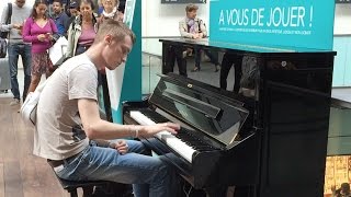 Passenger Impressively Plays Piano at Train Terminal in Paris HD 60fps [upl. by Ahtekahs]