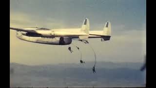 Air Force C119 Flying Boxcar with Paratroopers 1958  Take off ReinMain Germany lands in Algeria [upl. by Urbain545]