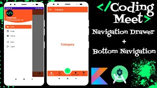 How to Create Navigation Drawer and Bottom Navigation Bar in Android Studio Kotlin [upl. by Panter]