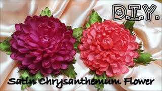 DIY Satin Chrysanthemum Flower  MyInDulzens [upl. by Nodnil]