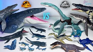 MOSASAURUS VS ELASMOSAURUS amp Marine Reptiles Jurassic World Dinosaurs Collection Battle [upl. by Reinhart]