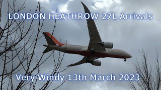 WINDY LANDINGS at LONDON HEATHROW  13th March 2023 [upl. by Richers]