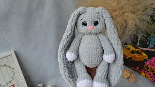 Grey crochet bunny with long ears [upl. by Tulley18]