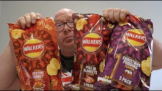 Walkers Festival Crisps Turkey Pigs In Blankets and Christmas Pudding Flavours [upl. by Odrareve]