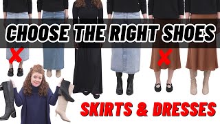 How To Style Boots amp Shoes With Skirts amp Dresses  Midi Maxi Knee Length And More [upl. by Eicnan518]