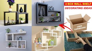 4 Cardboard box wall shelf decorating ideas  DIY wall shelf decor  Easy Crafts [upl. by Haas]