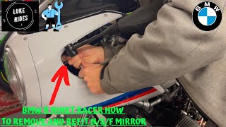 BMW R NineT Racer  How To remove And refit Left Hand NSF Mirror [upl. by Michon]