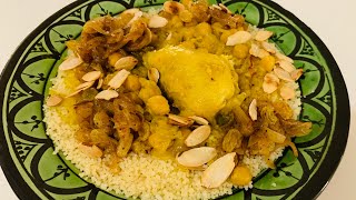 Moroccan couscous with chicken and raisins Tfaya [upl. by Vevine]