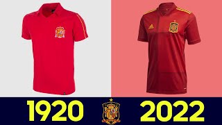 Lhistoire du maillot de léquipe dEspagne  Tous les maillots de léquipe de Espagne 1920  2022 [upl. by Idarb]