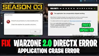 How To Fix Call Of Duty Warzone 20 DirectX Error amp Gamesteamshipexe Error Updated 2023 [upl. by Calandria]