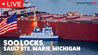 Soo Locks Sault Ste Marie Michigan USA  Streamtime LIVE [upl. by Sherwynd287]