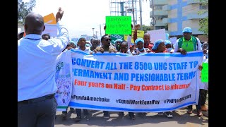 Healthcare workers under UHC programme stage demo in Nairobi [upl. by Iur]