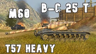 T57 Heavy Tank • BatChâtillon 25 t • M60 • WoT Blitz [upl. by Lleda]