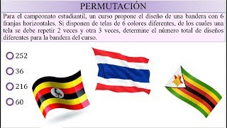 Cálculo de cantidad de diseños posibles para 1 bandera de 6 franjas  Combinatoria 4  Permutación [upl. by Ecyt]