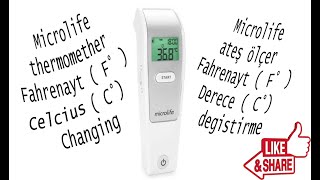 Microlife ateş ölçer  thermomether  Fahrenayt F°  Celcius C° Derece degistirme  Changing [upl. by Otrebla663]