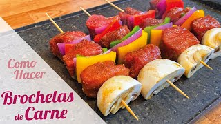 BROCHETAS DE CARNE Y VERDURAS 🔥 Brochetas de carne de res a la plancha [upl. by Farrah]