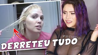 ESSA YOUTUBER TEVE O PIOR CORTE QUÍMICO DESCOLORINDO O CABELO  REAGINDO A CABELOS DESCOLORIDOS [upl. by Ecniuq]