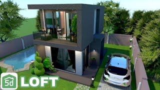 Modern House with Loft Bedroom  Planner 5D Android Speed build  Ayuh [upl. by Lai]