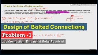 Problem 1 Design of Bolted Connections  Design of Steel Structures [upl. by Noswal]