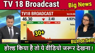 TV 18 Broadcast share latest newstv18 broadcast stock analysistv18 broadcast share target [upl. by Oneida]