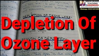 Depletion of Ozone Layer in UrduHindi Lecture 4 XII Biology Man and his Environment [upl. by Siroval911]