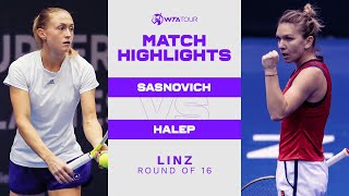 Aliaksandra Sasnovich vs Simona Halep  2021 Linz Round of 16  WTA Match Highlights [upl. by Nnylesor]