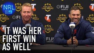 Roosters coach praises new dad Joey Manu after stellar game in Vegas NRL Presser  NRL on Nine [upl. by Susan]