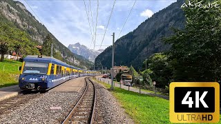 Cab Ride  Interlaken to Grindelwald Switzerland  Train Driver view  4k 60p uhd video [upl. by Kiersten695]