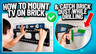 How To Mount TV On Brick amp Catch Brick Dust while Drilling TV Mounting Above Brick Fireplace [upl. by Essex]