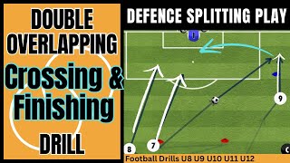 Passing DOUBLE OVERLAPPING Football Drill  Crossing and Shooting  U8 U9 U10 U11 U12 soccer drills [upl. by Kipp102]