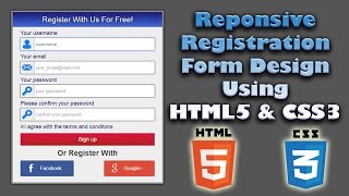 Responsive Registration Form Design Using HTML5 amp CSS3  Web Design Tutorial  Register Page Design [upl. by Affra]