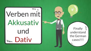 Deutsch lernen  Learn German A2  Verben im Akkusativ und Dativ  The German cases in under 8 min [upl. by Nomelif898]