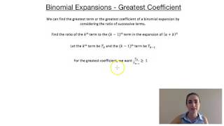 Binomial Expansions  Greatest Coefficient [upl. by Wolpert]