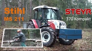 Steyr Traktor und Stihl MS 211 Kettensäge im Wald two reliable assistants in the forest [upl. by Tail309]