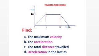 Finding maximum velocity acceleration total distance and deceleration on a velocitytime graph [upl. by Hnah]