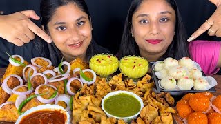 Eating😋Bread🥪PakoraPotli SamosaLadduSweetsRasmalai ChallengeBig BitesEating ChallengeAsmr [upl. by Arjun114]