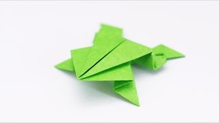 ORIGAMI JUMPING FROG Traditional model [upl. by Boyce242]