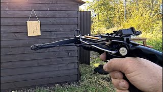 Cobra 80lb Self Cocking Aluminium Pistol Crossbow target practice [upl. by Norrv]