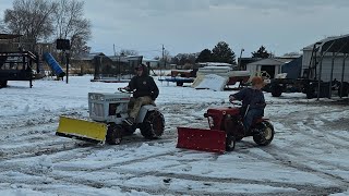 Wheel Horse Lawn Ranger and Kohler Repowered Bolens 1257 Plowing Snow [upl. by Jania]