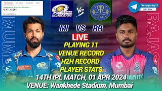 🔴LIVE MI vs RR Dream11 Live Prediction  MUM vs RAJ Dream11  Mumbai vs Rajasthan 14th IPL LIVE [upl. by Gnilyam]