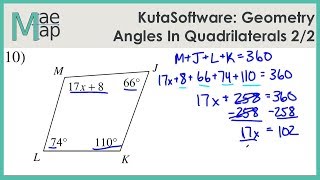 KutaSoftware Geometry Angles In Quadrilaterals Part 2 [upl. by Anaik309]