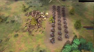 AOE4 COMPARE  30 Mangonels amp Nest of Bees vs 50 English Men at arms [upl. by Enelyahs]