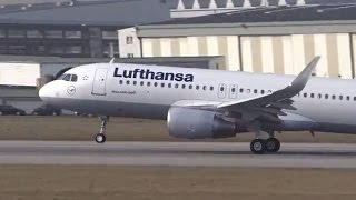 Lufthansa A320 Sharklets takeoff DAIUC at Hamburg Finkenwerder [upl. by Kobe]