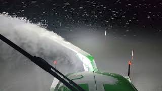 John Deere 3046R Snowblowing my driveway at 1am [upl. by Assyla814]